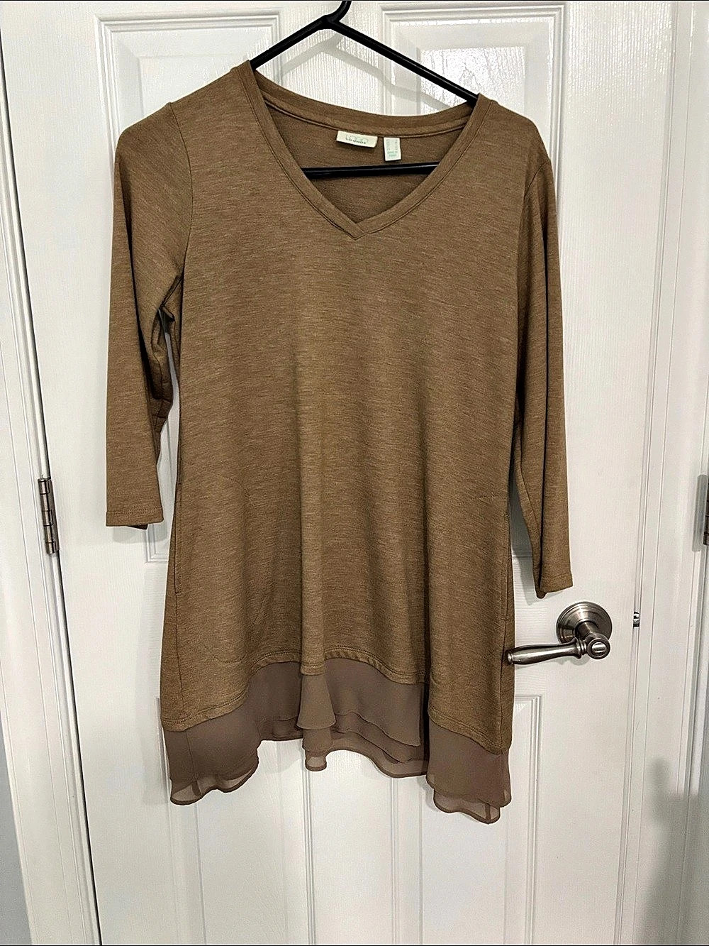 LOGO Lounge Layered Hem Tunic in Brown Size Medium Like New